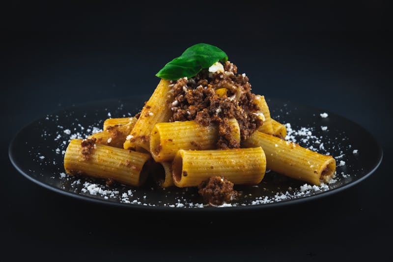 Beef Bolognese rigatoni with slow-cooked meat sauce