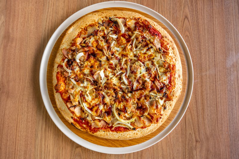 BBQ Chicken Ranch pizza with crispy chicken